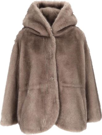 Bully Faux Fur Hooded Jacket - Dames - Jassen - Bruin - S - Polyester - Jassen