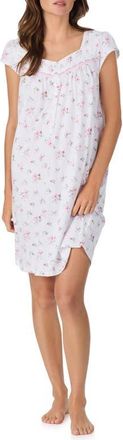 Eileen West Floral Cap Sleeve Short Cotton Nightgown in Pink Bouquet at Nordstrom, Size X-Large
