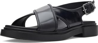 Ecco Seoul Cross Strap Slingback Sandals Womens Wedge Shoes Black/Black : EU 41 (US Womens 10-10.5) B - Medium, Leather