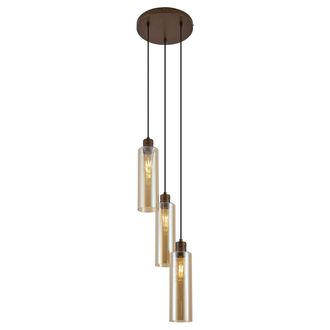 QAZQA Qazqa L&aacute;mpara Colgante Hotel Chic Bronce Oscuro Con Cristal &Aacute;mbar