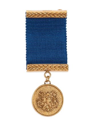 Moschino medal ribbon brooch - women - Polyester/Zamak - One Size - Blue