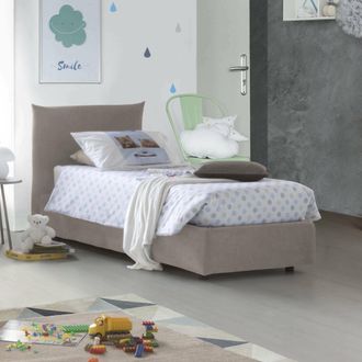 Dmora Dmora - Cama Individual Dbeccar, Cama Contenedor Con Revestimiento De Tela, 100% Made In Italy, Apertura Frontal, Adecuado Para Colch&oacute;n 80x190 Cm, T&oacute;r