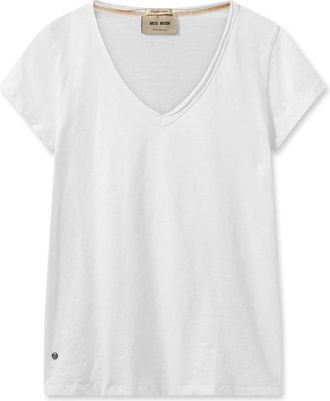 Mos Mosh MOS Mosh, Tops, Dames, Wit, XS, Katoen, Witte V-hals Basic Tee Top
