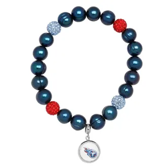 Honora Tennessee Titans Stretch Pearl & Crystal Bracelet In Blue