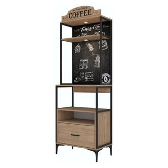 Dmora Credenza Nemol, Aparador 2 Estantes, Un Caj&oacute;n, Apertura Deslizante, 70x40x207h Cm Roble Marr&oacute;n