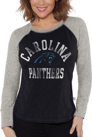 G-III 4Her by Carl Banks Womens G-III 4Her by Carl Banks Black/Heather Gray Carolina Panthers Waffle Knit Raglan Long Sleeve T-Shirt at Nordstrom, Size X-Large