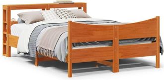 vidaXL Vidaxl - Estructura Cama Con Cabecero Madera Pino Marr&oacute;n Cera 135x190 Cm