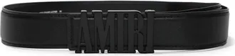 Amiri logo-lettering leather belt - men - Bovine Leather (top grain) - 90 - Black