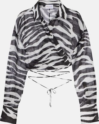 The Attico Zebra-print cotton muslin wrap top