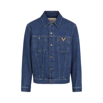 Valentino Garavani Blue Regular Fit Logo Denim Jacket