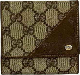 Gucci Brown Leather Pvc Wallet (Tri-Fold) (Pre-Owned)