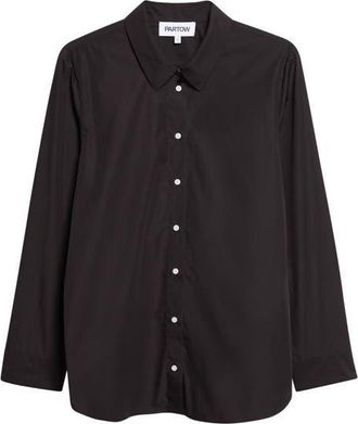 Nellie Partow Bryant Cotton Poplin Button-Up Shirt in Black at Nordstrom, Size 4