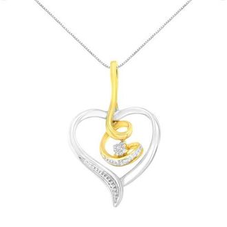 House of Brilliance 10K Gold Diamond-Accented Diamond Swirl Open Heart 18 Pendant Necklace in Yellow at Nordstrom