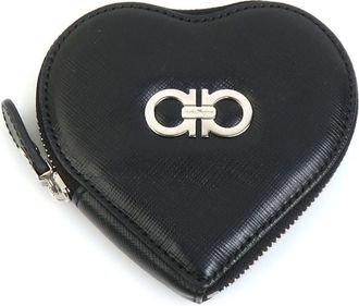 Ferragamo Black Leather Coin Purse/Coin Case (Pre-Owned)