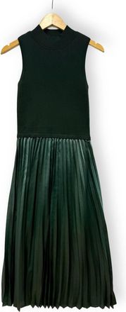 Skies Are Blue Clothing Womens Mixed Media Dress In Astro Green