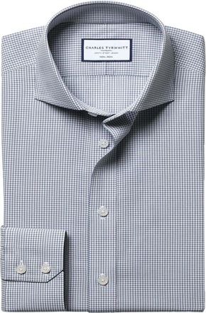CHARLES TYRWHITT Non-Iron Poplin Mini Gingham Wool Shirt