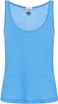 Versace Blue Scoop Neck Top