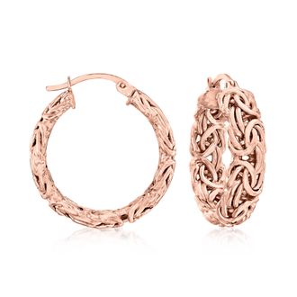 Ross-Simons 18kt Rose Gold Over Sterling Small Byzantine Hoop Earrings