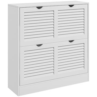 HOMCOM Slim Shoe Storage Cabinet with 2 Flip Drawers for Entryway - White | TJ Hughes