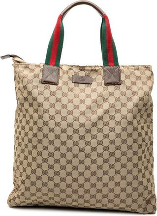 Gucci Pre-owned Gucci GG Canvas Web Vertical Tote Unisex 131233.2684