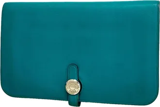 Herm&egrave;s Green Swift Leather Long Wallet (Bi-Fold) (Pre-Owned)