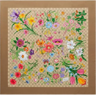 Gucci GG floral silk twill scarf