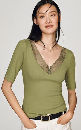 Maeve V-Neck Henley T-Shirt Top
