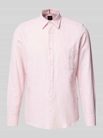 Boss Orange by Hugo Boss BOSS Orange Regular Fit Freizeithemd aus Baumwoll-Leinen-Mix Modell Relegant in Rosa, Gr&ouml;&szlig;e XXL
