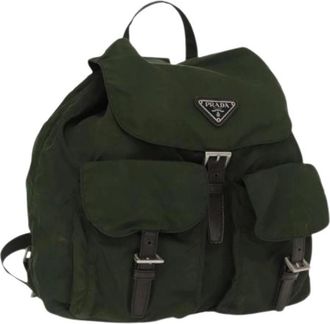 Prada Pre-owned Nylon Rugzak - Dames - Vintage Rugzakken - Groen - ONE Size - Nylon - Vintage
