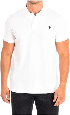 U.S.Polo Association Korte Mouw Polo in Fuchsia - Heren - Polos - Wit - 2XL - Katoen - Tops