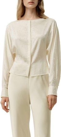 LilySilk YING Jacquard Silk Blouse in Lily White at Nordstrom, Size X-Small