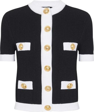 Balmain Fijn Gebreide Cardigan - Dames - Vesten - Zwart - M - Polyester - Truien & Vesten