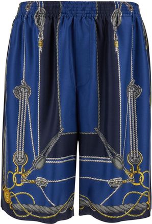 Versace Blue Nautical Shorts With Barocco Print