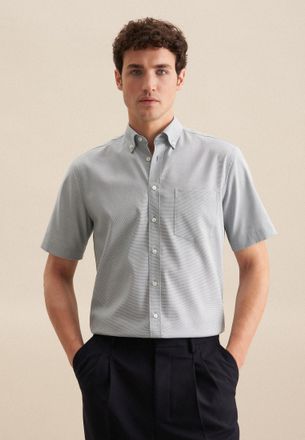 Seidensticker Businesshemd SEIDENSTICKER Comfort, Herren, Gr. XXL45, normale &Auml;rmell&auml;ngen, gr&uuml;n (sage gr&uuml;n), 100% Baumwolle, Strukturmuster, comfort fit, gerader Abs