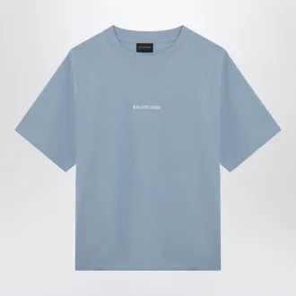 Balenciaga Light Blue Balenciaga Back Medium Fit T Shirt