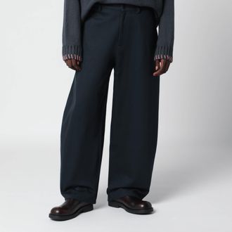 Ymc You Must Create Pantaloni loose blu navy in cotone