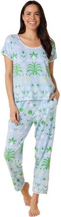 The Cats Pajamas Pima Knit Short Sleeved Simple Set Conversational in Tropicana Palm at Nordstrom, Size X-Large
