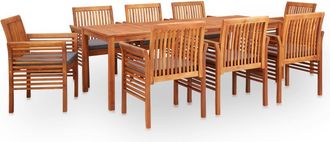vidaXL Set Comedor De Jard&iacute;n 9 Pzas Y Cojines Madera Maciza De Acacia Vidaxl