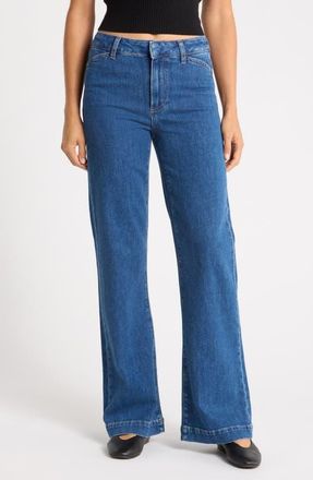 Paige Leenah Curved Pocket High Waist Wide Leg Jeans in Glendora at Nordstrom, Size 29