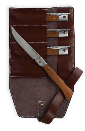 Messermeister Folding Steak Knife 4 Piece Set in Leather Roll in Maple at Nordstrom
