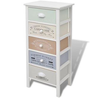 Berkfield Home French Storage Cabinet 5 Drawers Wood in White