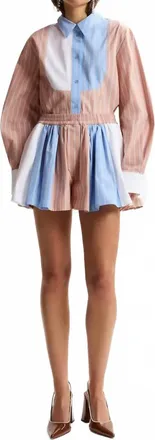 Essentiel Jorts Patchwork Shorts In Off White