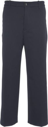 Nine In The Morning Baggy Blue Trousers With Straight Leg Cut And Hidden Zip Closure