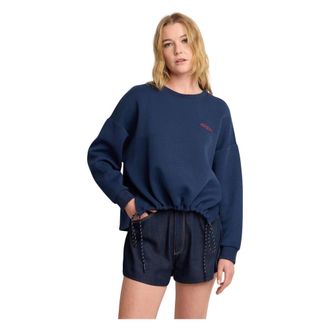 Kocca Sweatshirts, female, Blue, Size: XS Felpa con stampa e coulisse