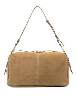 Pinko Big suede shoulder bag light brown