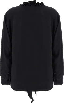 Victoria Beckham Ruffled Silk Blouse - Black