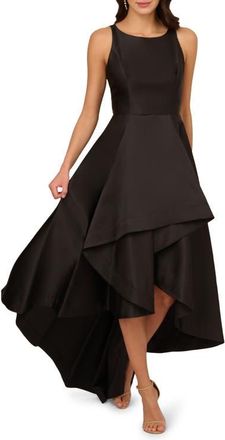Adrianna Papell Mikado High/Low Sleeveless Gown in Black at Nordstrom, Size 4