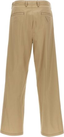 Prada Cotton Blend Poplin Trousers - Beige