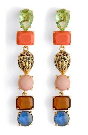 Kurt Geiger Mixed Crystal & Semiprecious Stone Linear Drop Earrings in Crystal Multi at Nordstrom Rack