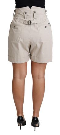 Dolce & Gabbana Womens Beige Cotton Pleated High Waist Casual Shorts